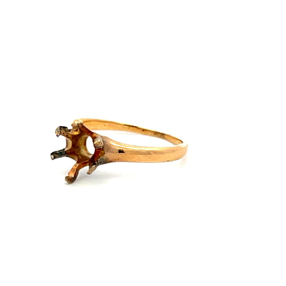 Vintage 1.90 Grams 14 Karat Yellow Gold Semi Mount Ring Hold 1.25 carat stone