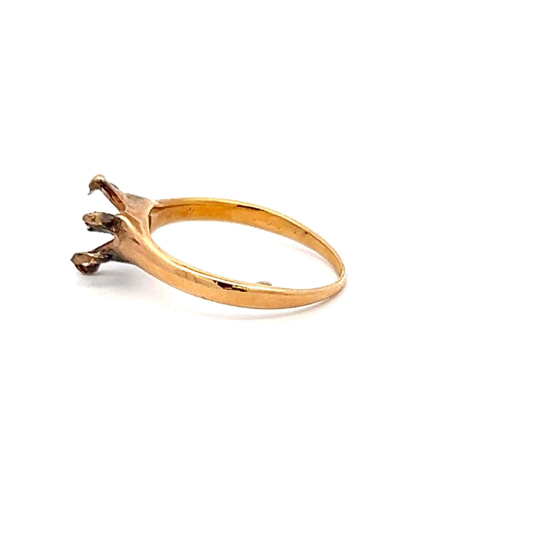 Vintage 1.90 Grams 14 Karat Yellow Gold Semi Mount Ring Hold 1.25 carat stone