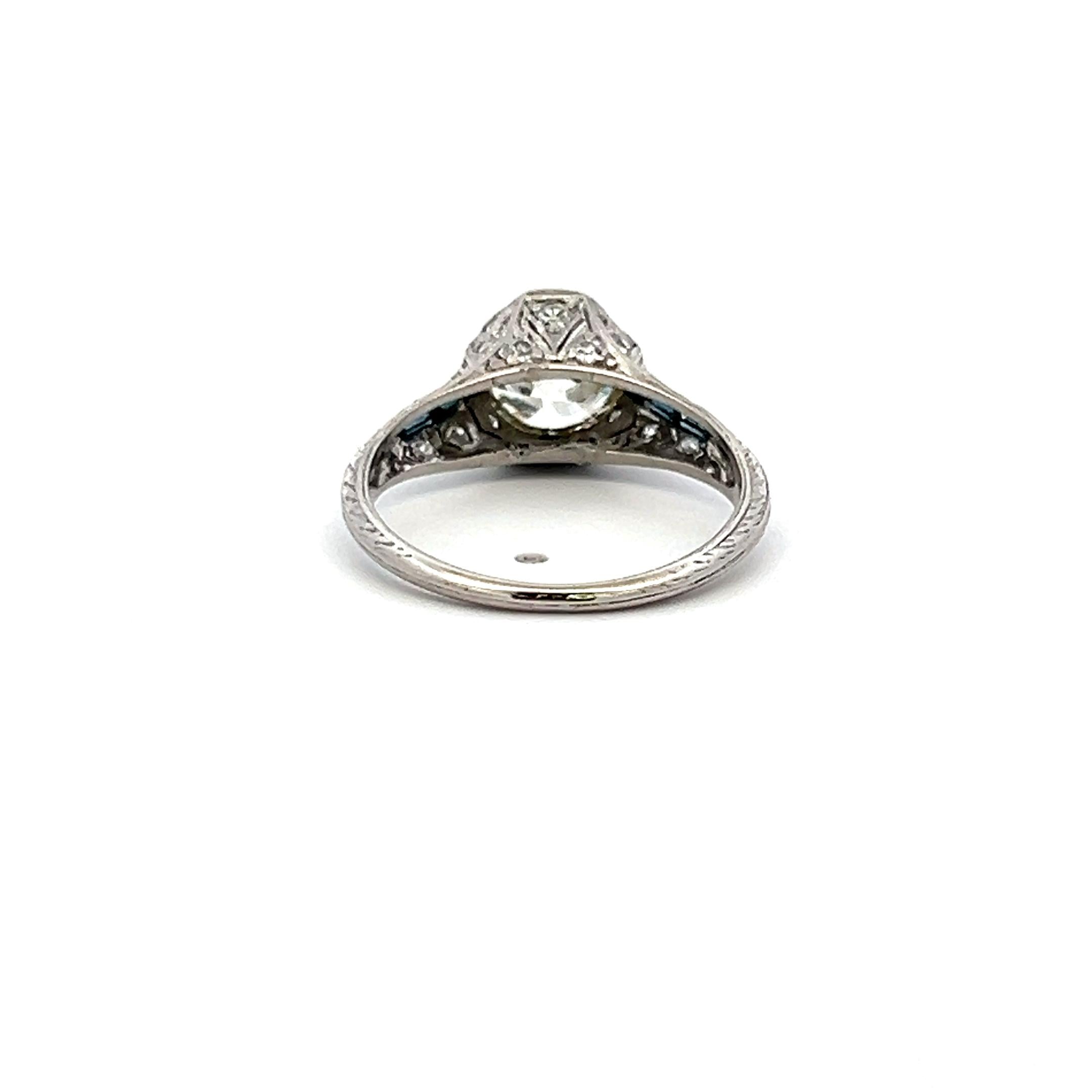 2.09 Carat Old European Cut M SI1 Diamond Platinum Art Deco Ring