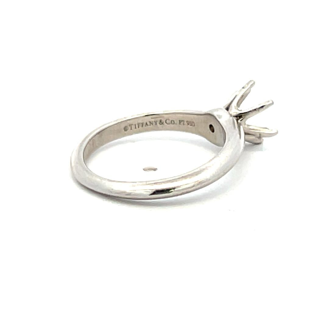 Tiffany & Co Platinum Semi Mount Ring Fits 6.24x6.16mm Holds 0.82ct Center Stone