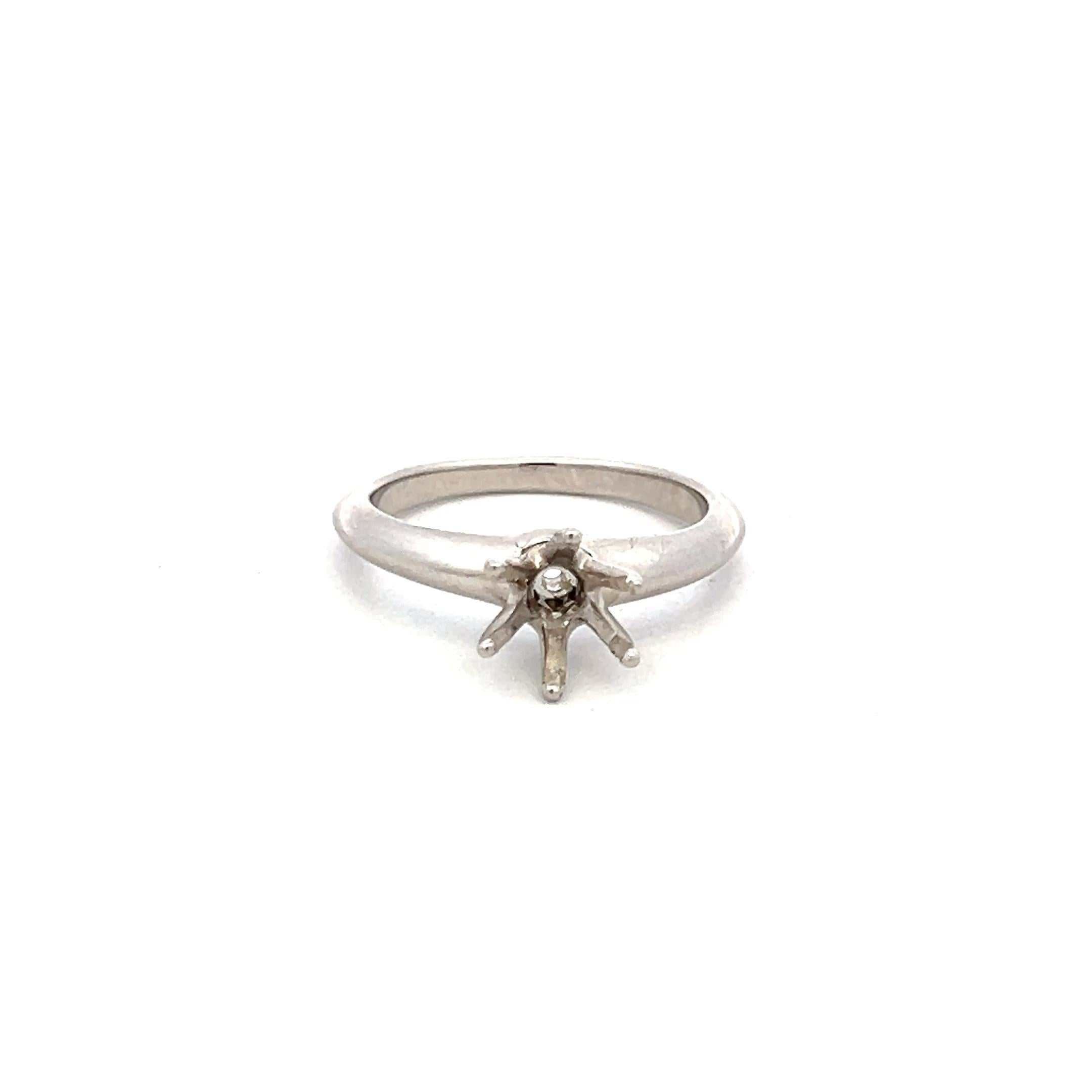 Tiffany & Co Platinum Semi Mount Ring Fits 6.24x6.16mm Holds 0.82ct Center Stone