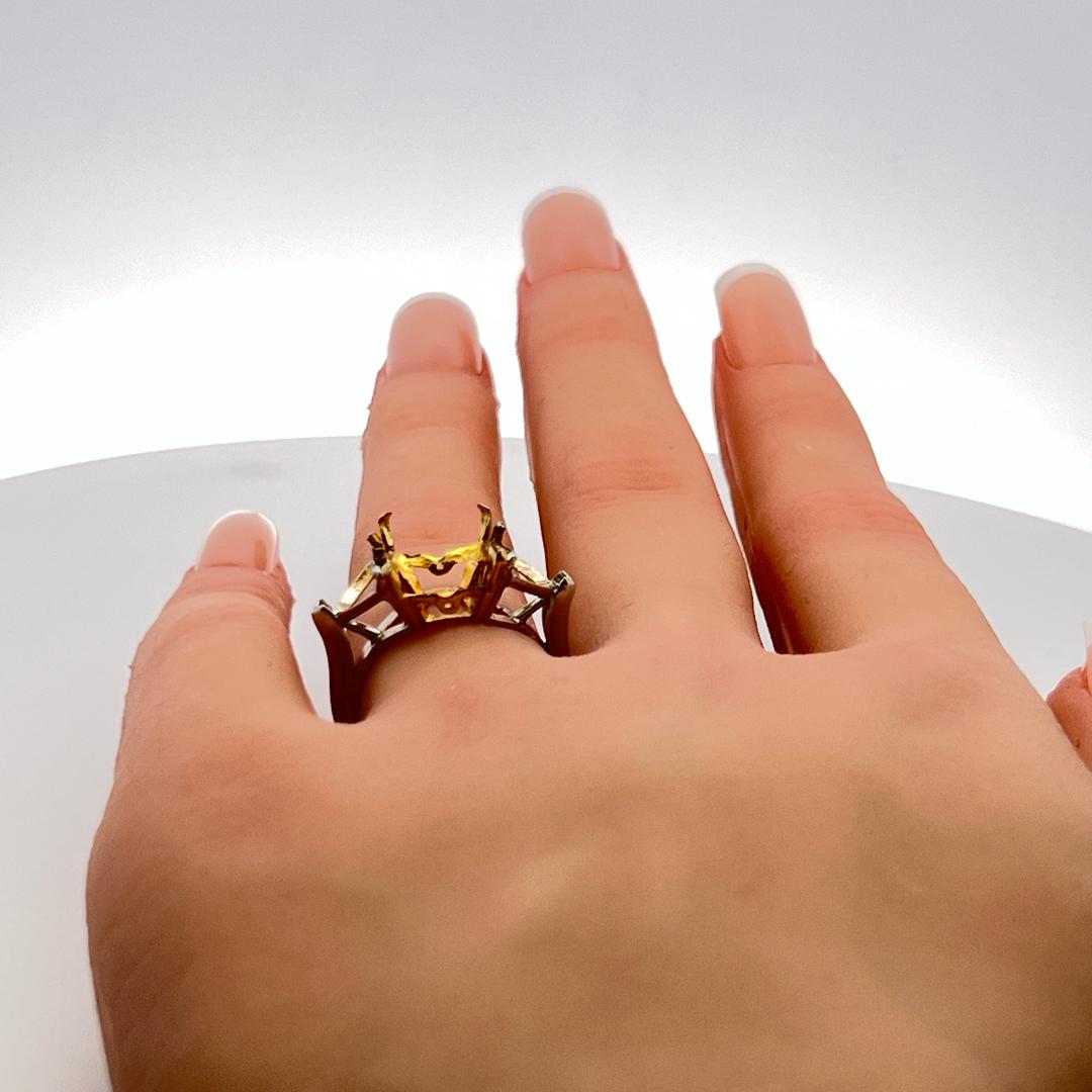 18 Karat Two Tone Gold/Platinum Semi Mount Ring Holds 8 carat center stone