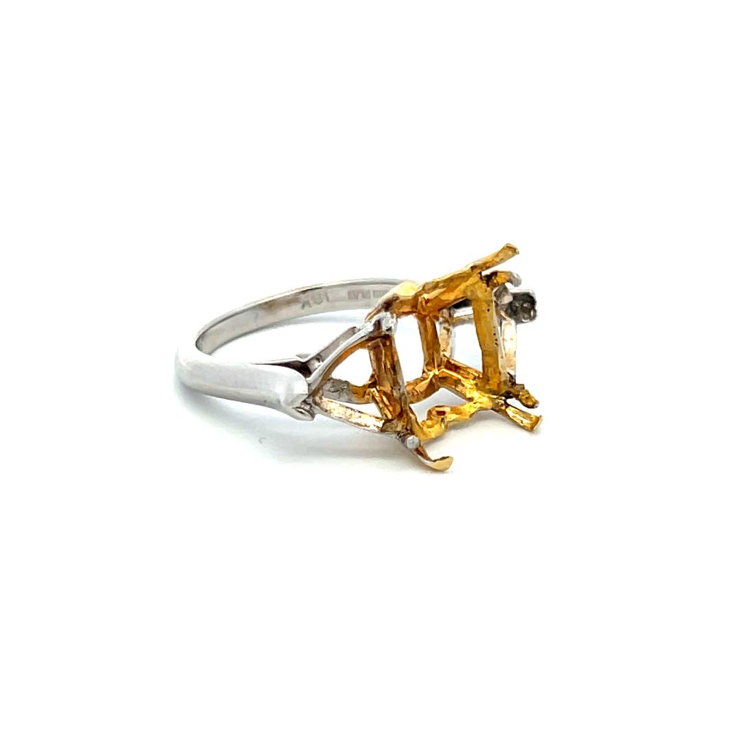 18 Karat Two Tone Gold/Platinum Semi Mount Ring Holds 8 carat center stone
