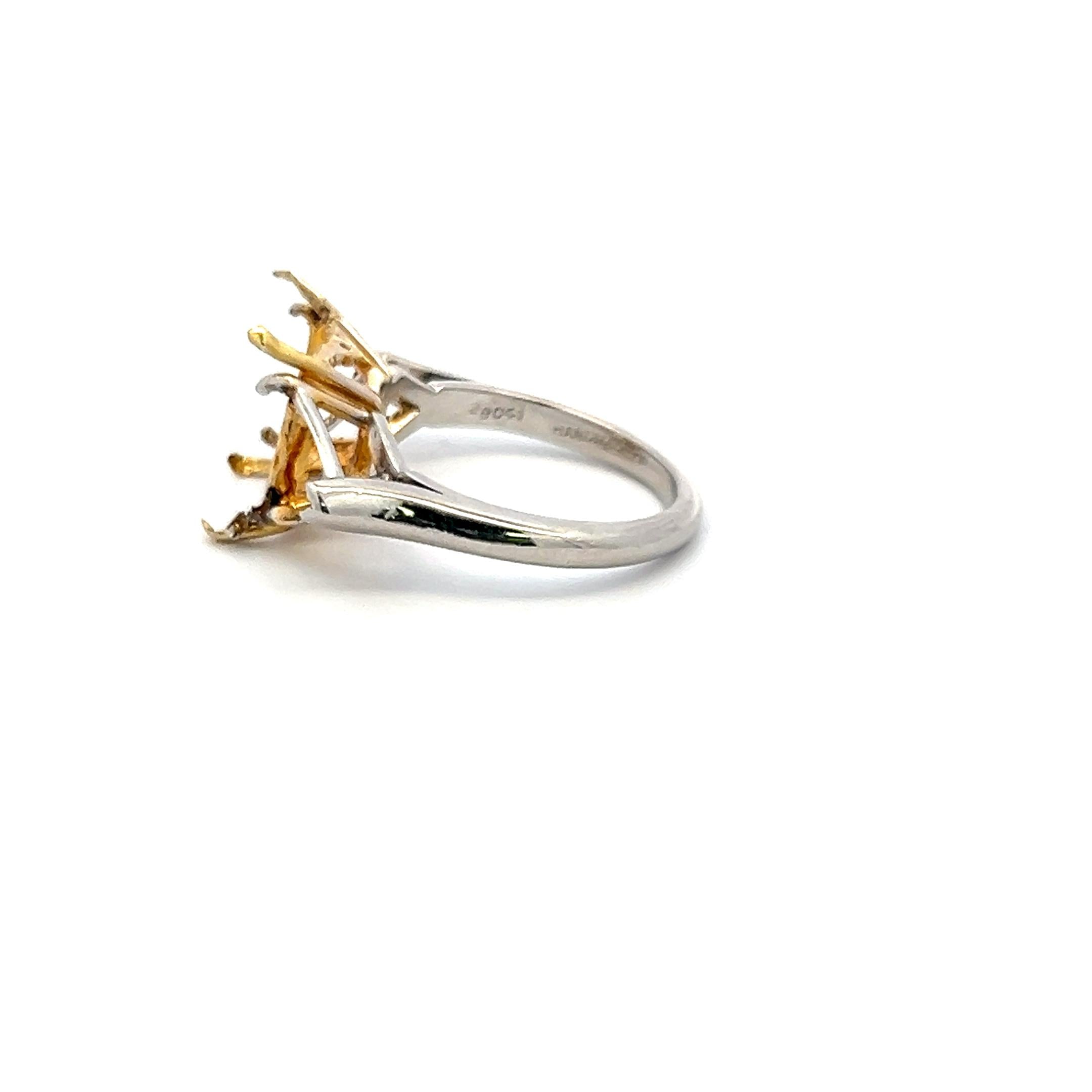 18 Karat Two Tone Gold/Platinum Semi Mount Ring Holds 8 carat center stone