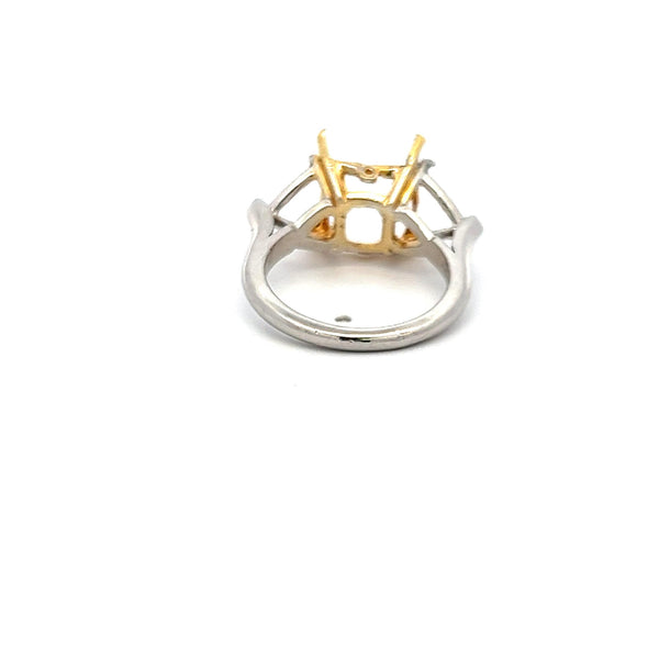 18 Karat Two Tone Gold/Platinum Semi Mount Ring Holds 8 carat center stone