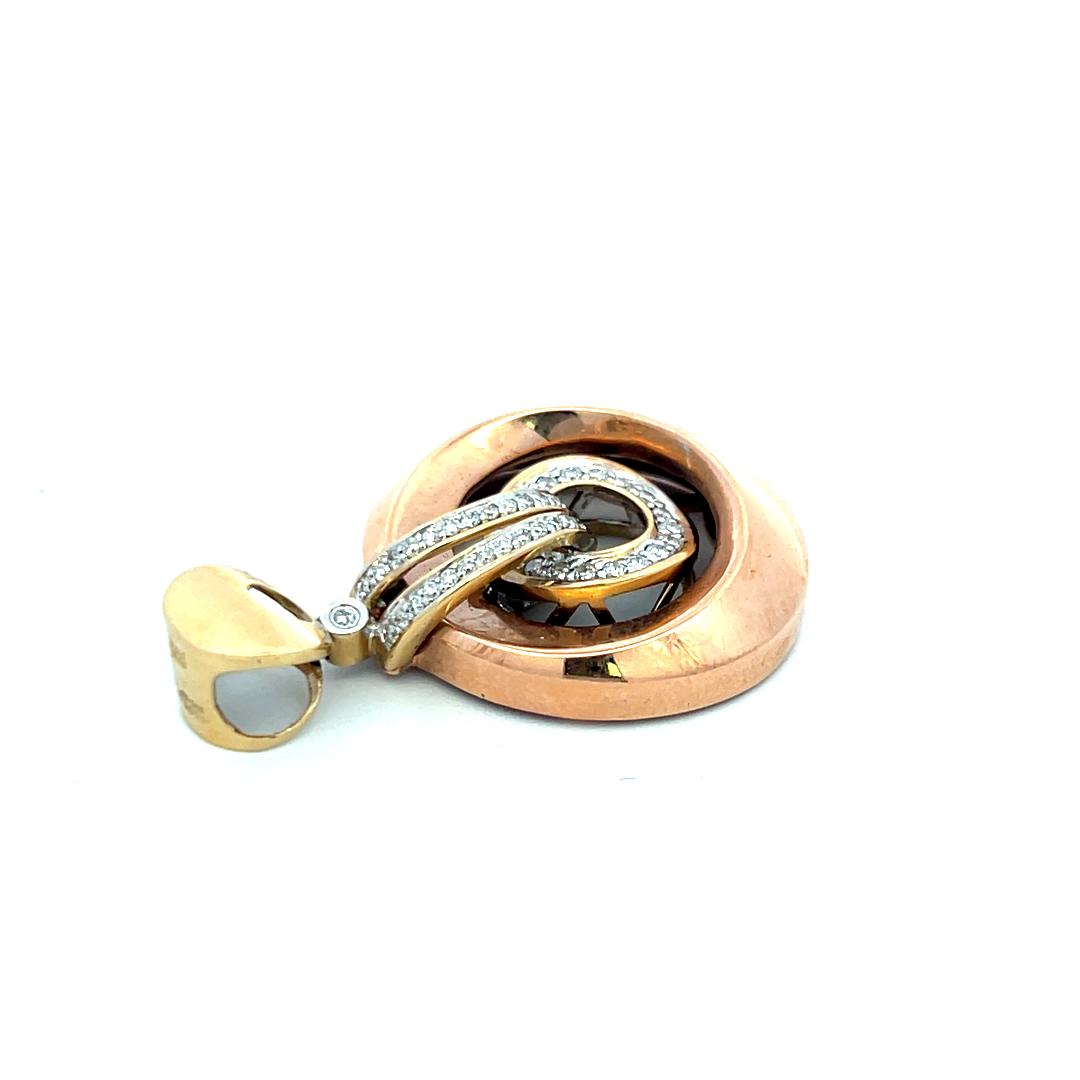 0.21 Carat Round Brilliant I SI Diamond 14 Karat Two Tone Gold Pandent