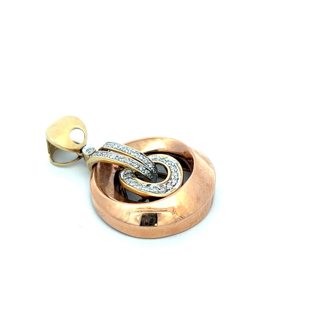 0.21 Carat Round Brilliant I SI Diamond 14 Karat Two Tone Gold Pandent