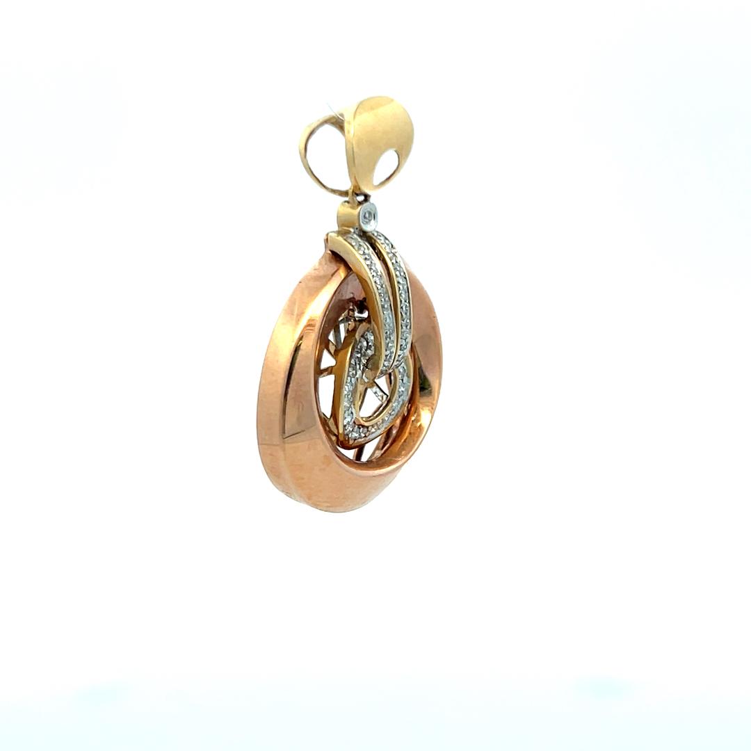 0.21 Carat Round Brilliant I SI Diamond 14 Karat Two Tone Gold Pandent