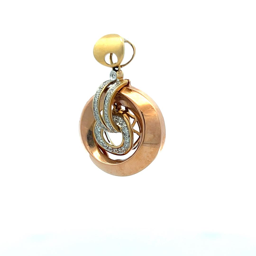 0.21 Carat Round Brilliant I SI Diamond 14 Karat Two Tone Gold Pandent