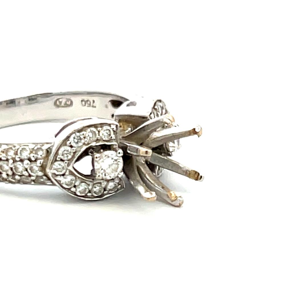 0.90 Carat Round Brilliant I SI Diamond 18 Karat White Gold Semi Mount Ring