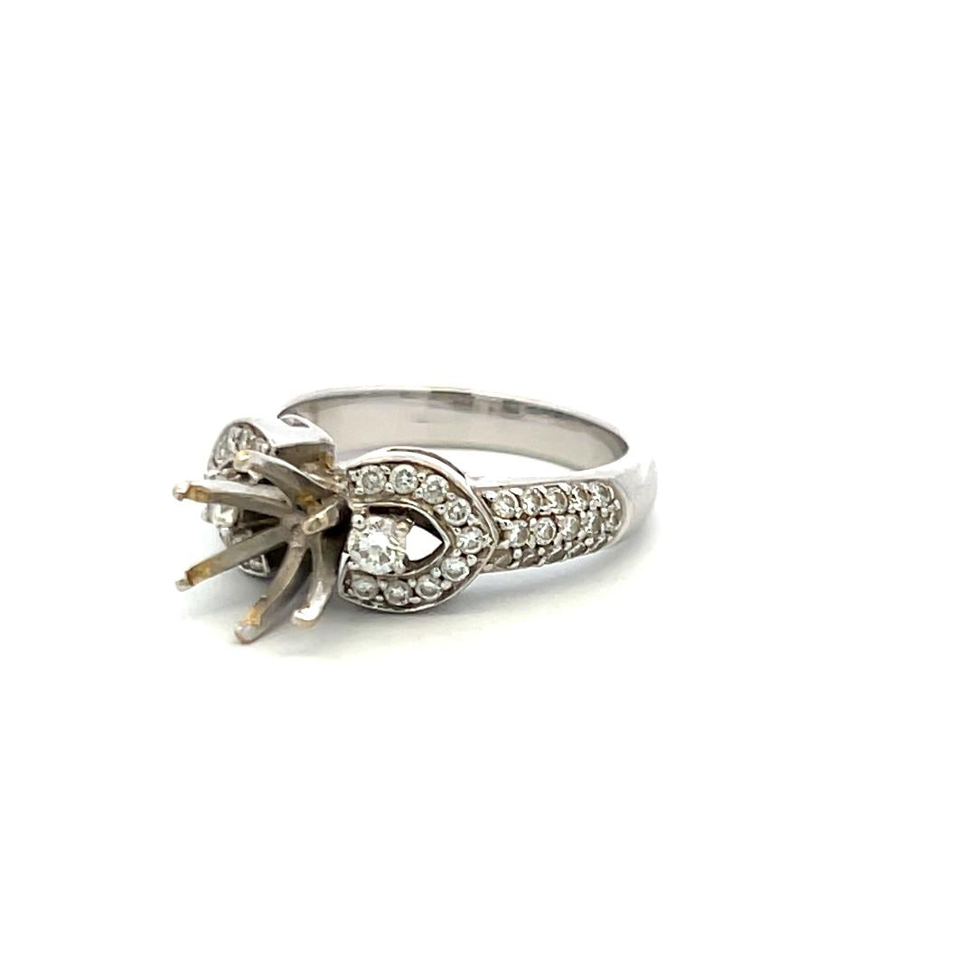 0.90 Carat Round Brilliant I SI Diamond 18 Karat White Gold Semi Mount Ring