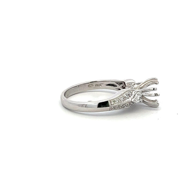 0.35 Carat Pear Shape and Round Diamond 18 Karat White Gold Semi Mount Ring