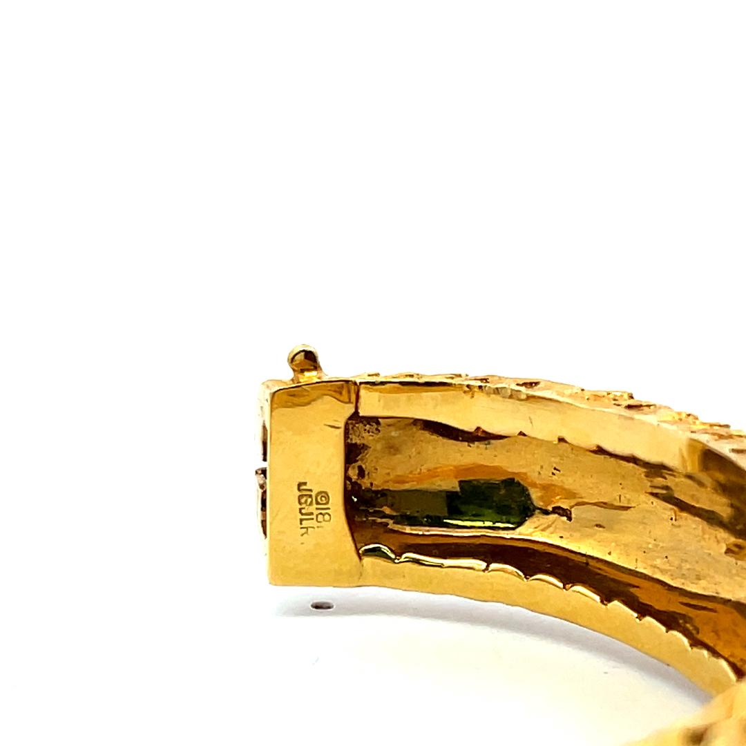 Vintage 65.50 Grams 18 Karat Yellow Gold Dragon Textured Bangle Bracelet