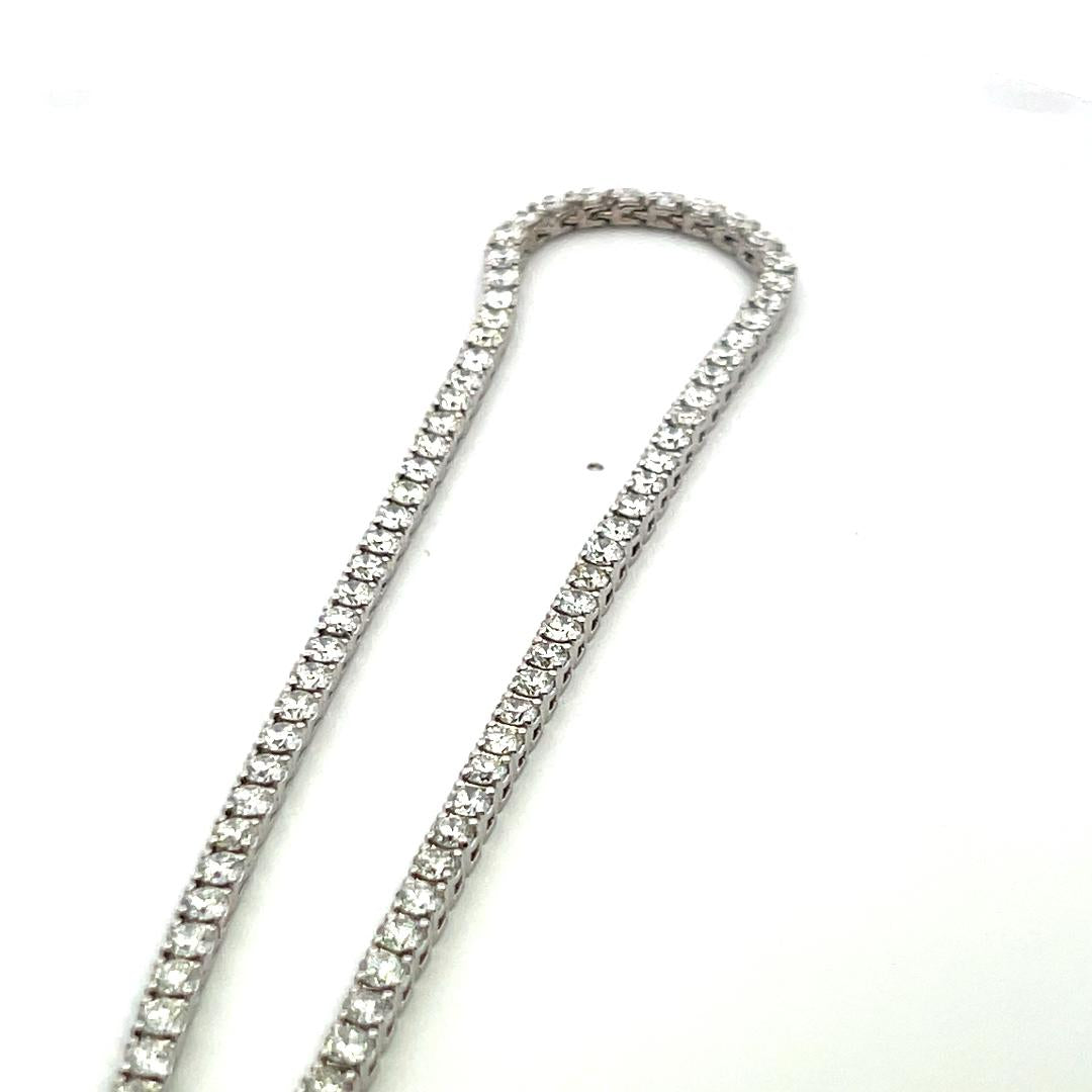 16.52 Carat Round Brilliant G VS Diamond 14 Karat White Gold Riviera Necklace