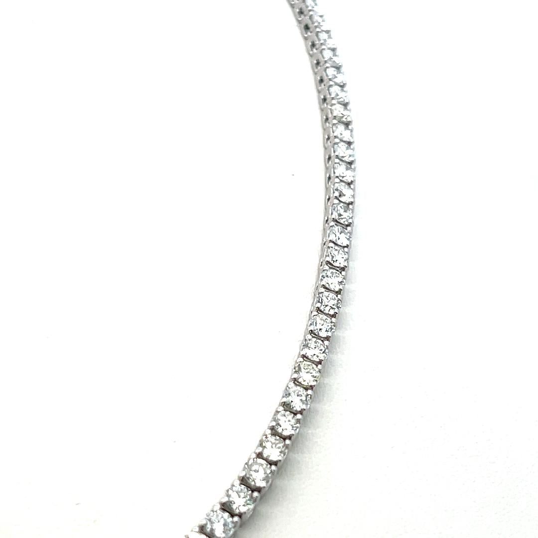 16.52 Carat Round Brilliant G VS Diamond 14 Karat White Gold Riviera Necklace