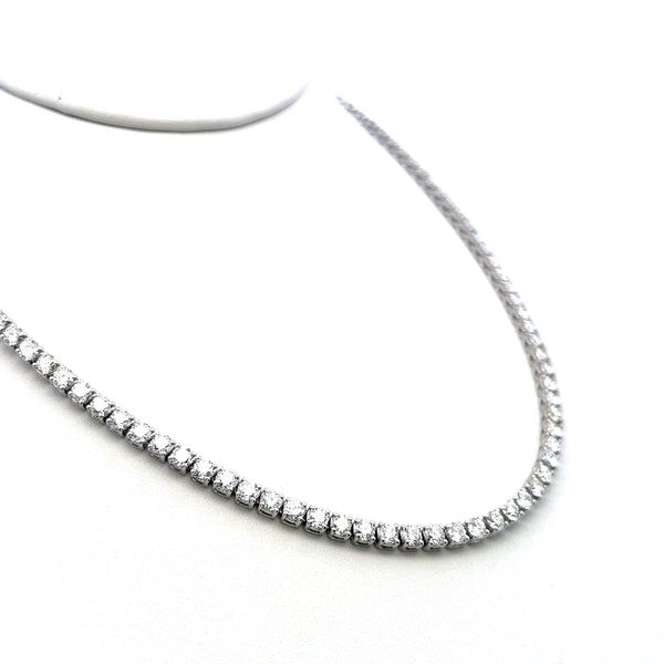 16.52 Carat Round Brilliant G VS Diamond 14 Karat White Gold Riviera Necklace
