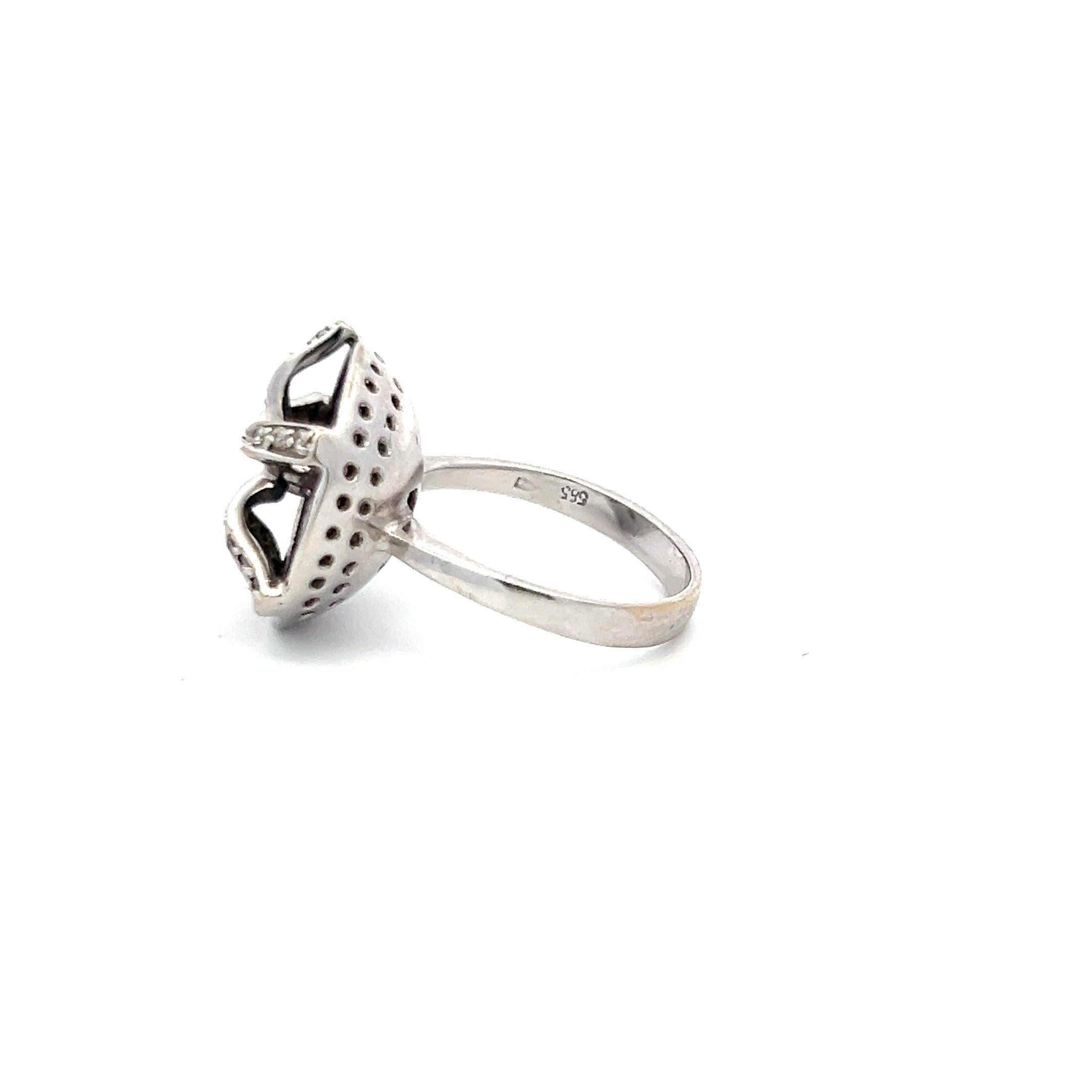 1.00 Carat Round Brilliant Diamond 1.00 Carat Aqua 14K White Gold Cocktail Ring