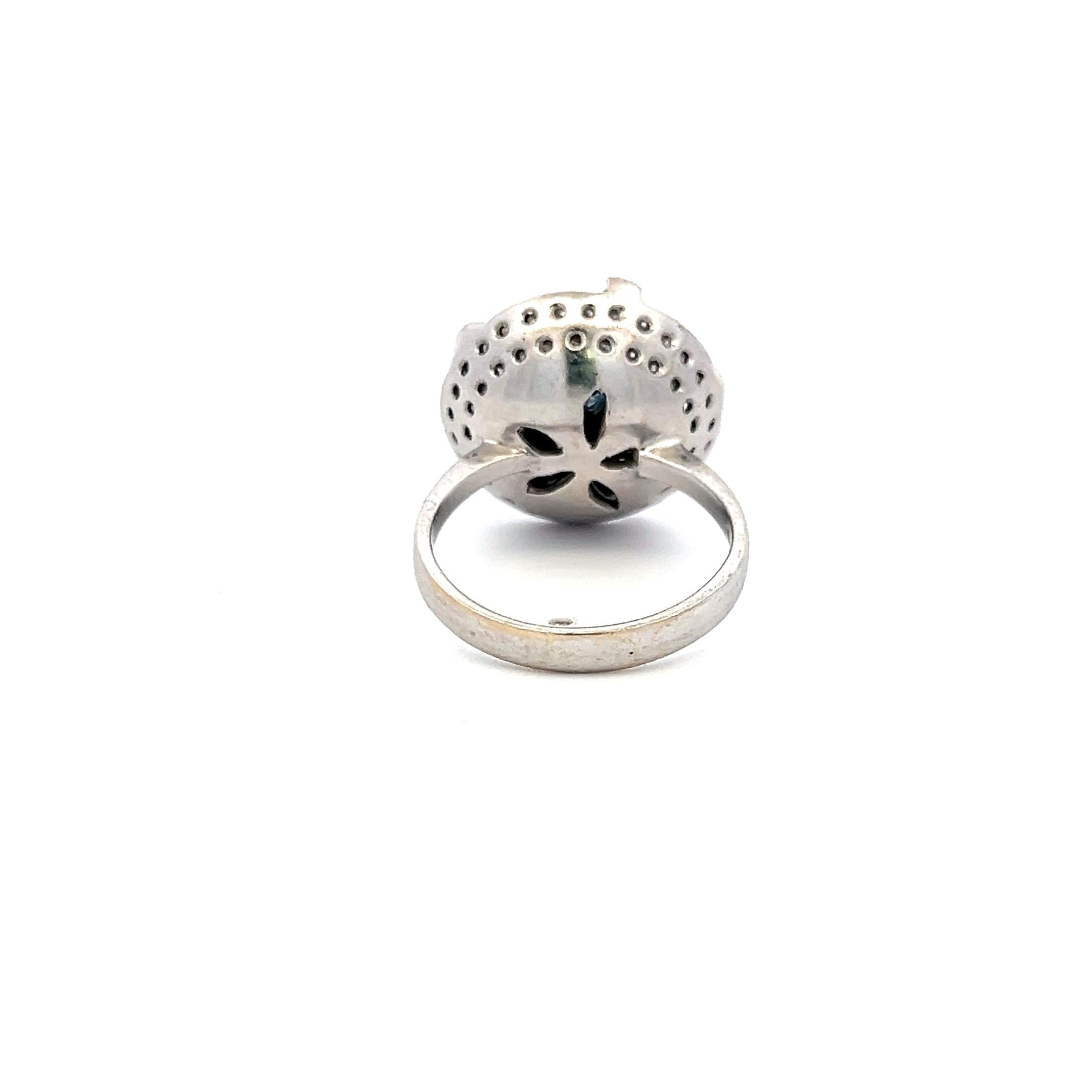 1.00 Carat Round Brilliant Diamond 1.00 Carat Aqua 14K White Gold Cocktail Ring