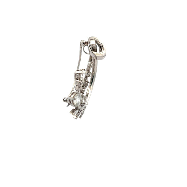 4.70 Carat Tapered Baguette Round and Marquis Diamond Platinum Plat Pin Brooch
