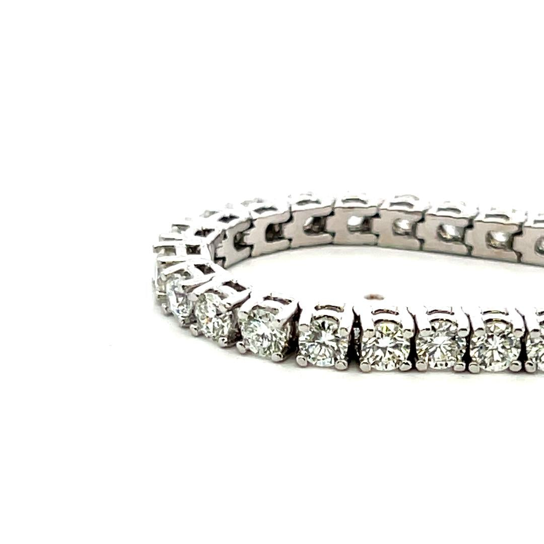 7.14 Carat Round Brilliant G VS Diamond 14 Karat White Gold Tennis Bracelet