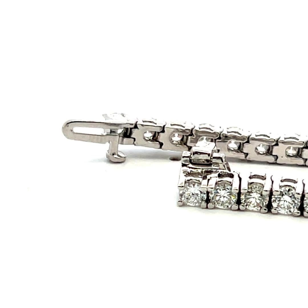 7.14 Carat Round Brilliant G VS Diamond 14 Karat White Gold Tennis Bracelet