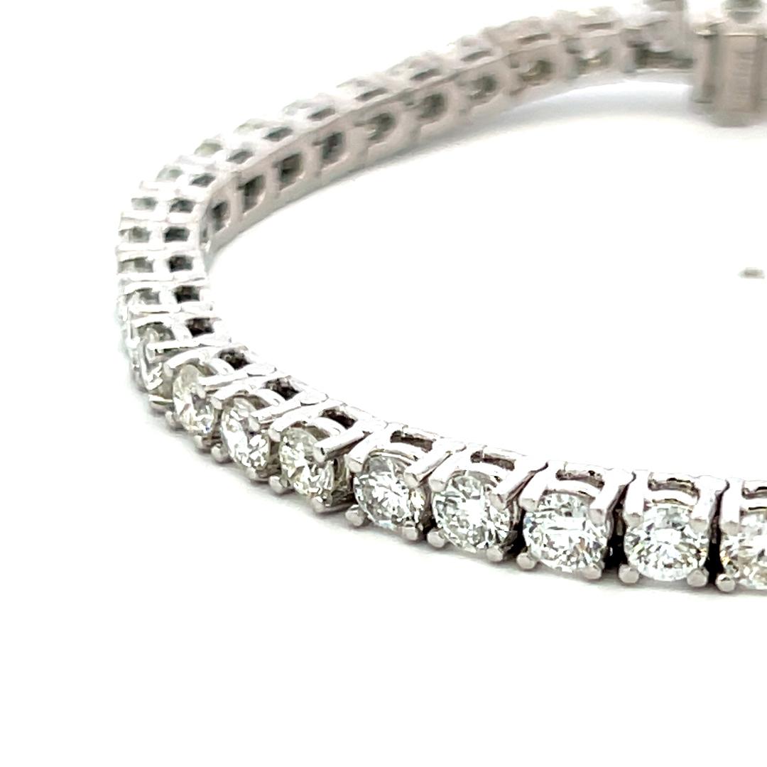 7.14 Carat Round Brilliant G VS Diamond 14 Karat White Gold Tennis Bracelet