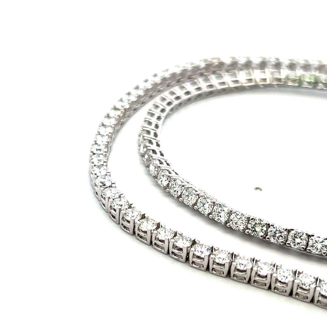 15.63 Carat Round Brilliant G VS Diamond 14 Karat White Gold Riviera Necklace