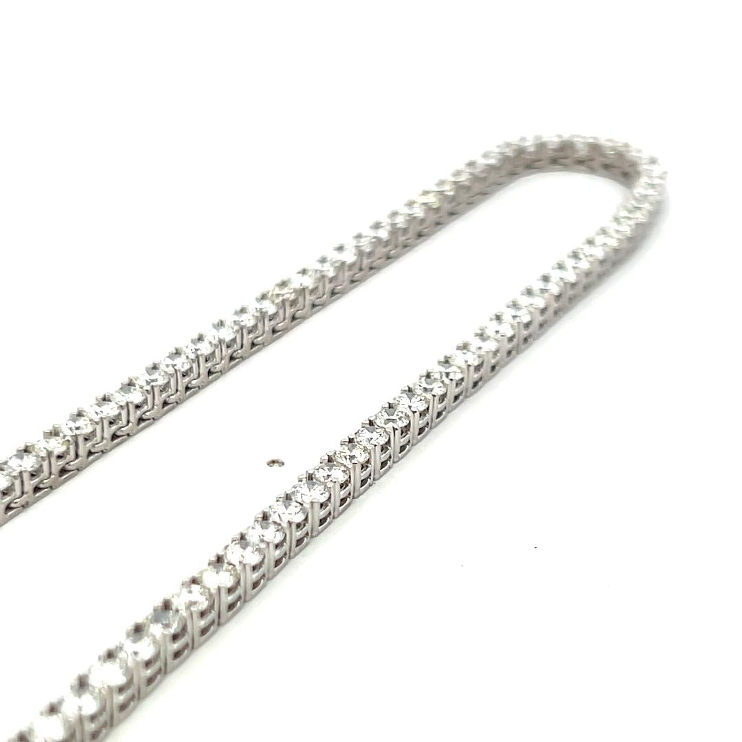 15.63 Carat Round Brilliant G VS Diamond 14 Karat White Gold Riviera Necklace