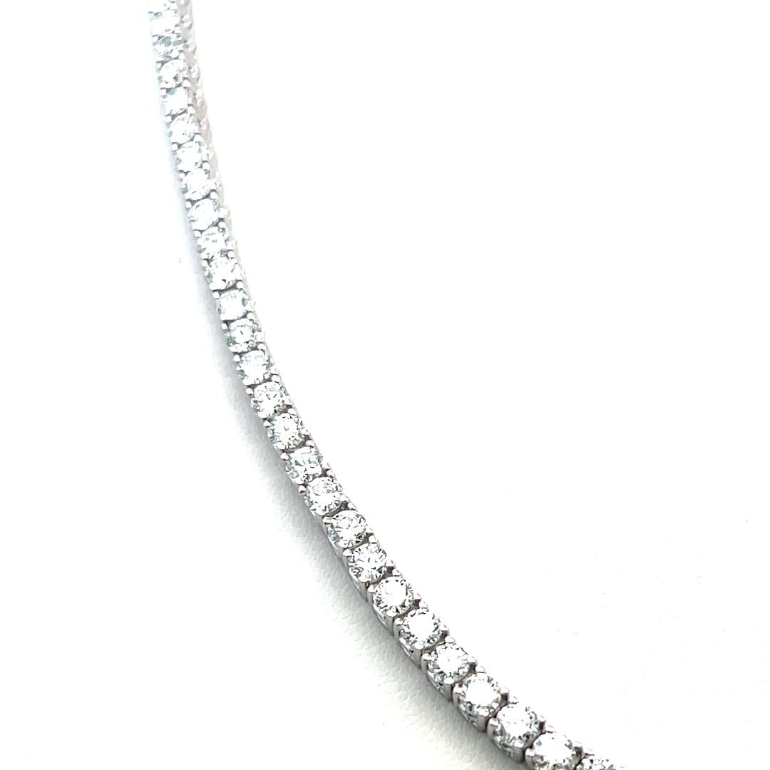 15.63 Carat Round Brilliant G VS Diamond 14 Karat White Gold Riviera Necklace