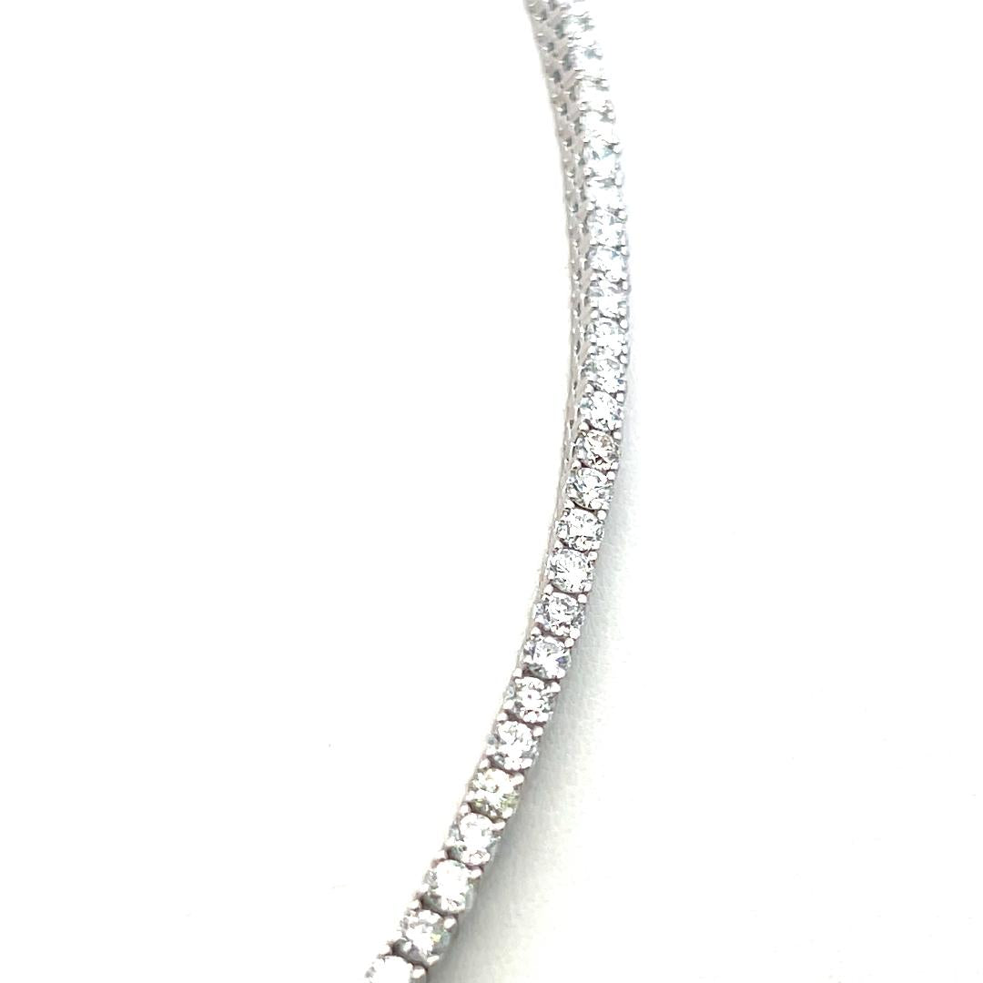 15.63 Carat Round Brilliant G VS Diamond 14 Karat White Gold Riviera Necklace