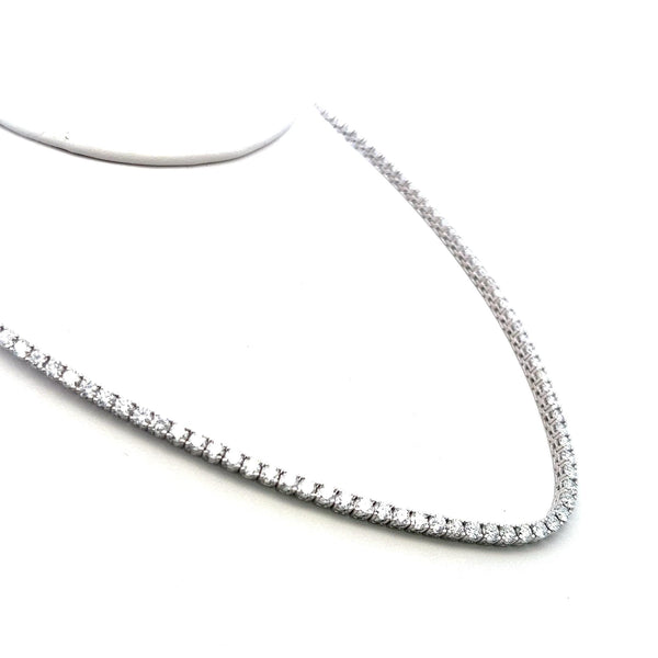 15.63 Carat Round Brilliant G VS Diamond 14 Karat White Gold Riviera Necklace