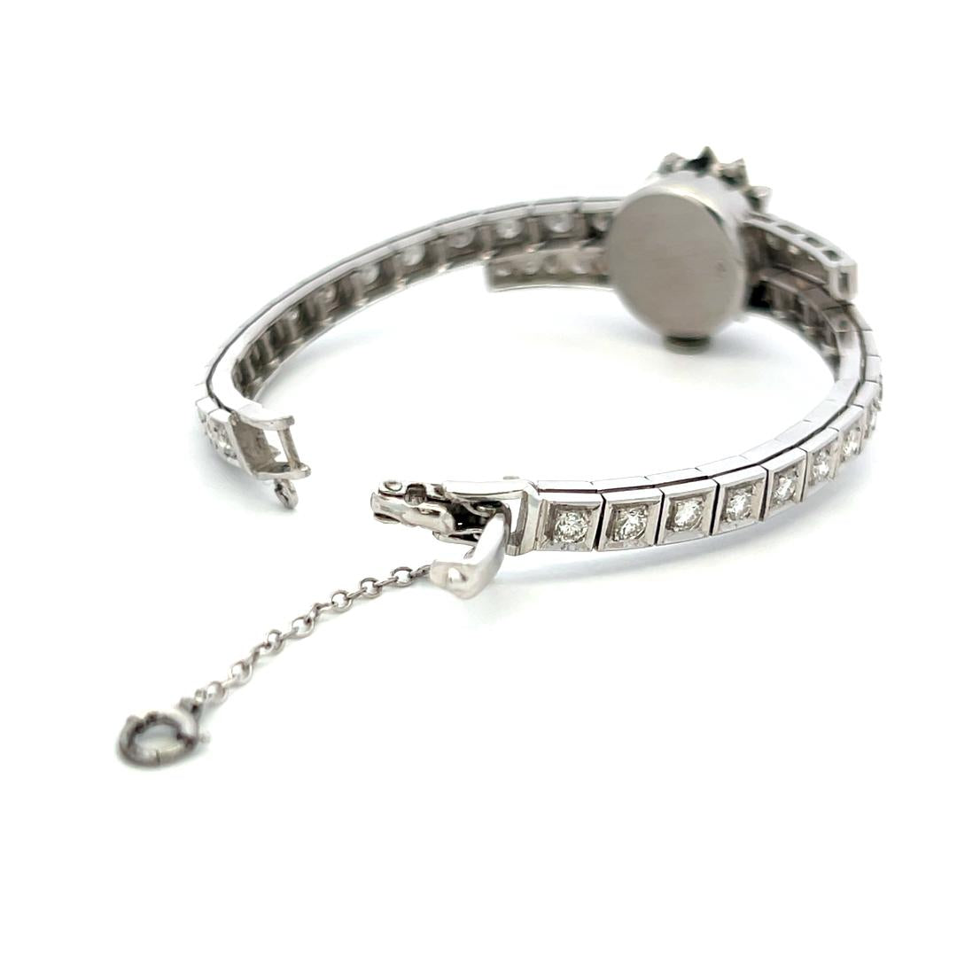 Geneve 3.60 Carat Circular Brilliant Diamond 14K White Gold Bracelet Watch