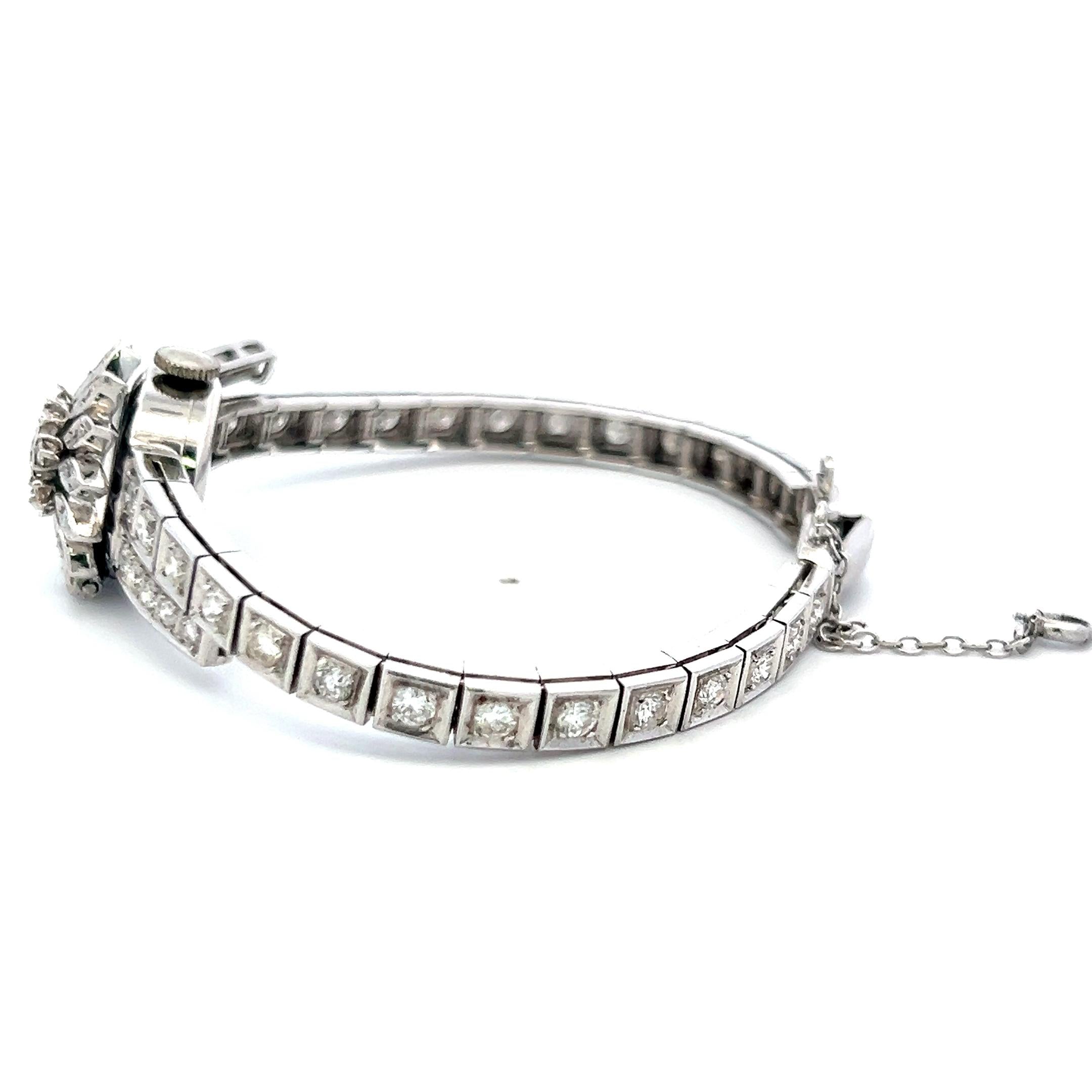 Geneve 3.60 Carat Circular Brilliant Diamond 14K White Gold Bracelet Watch
