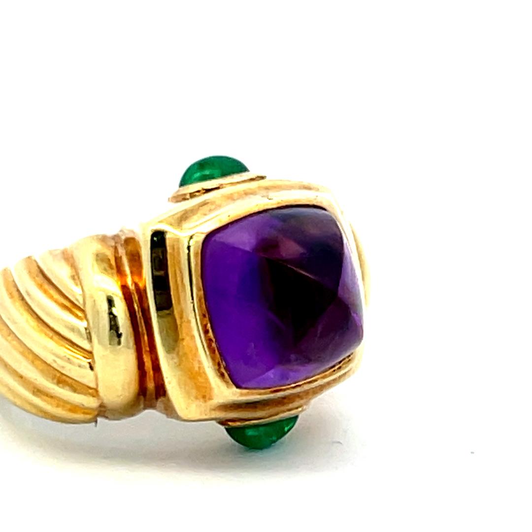 David Yurman Amethysts 0.40 Carat Emerald 18 Karat Yellow Gold Cocktail Ring