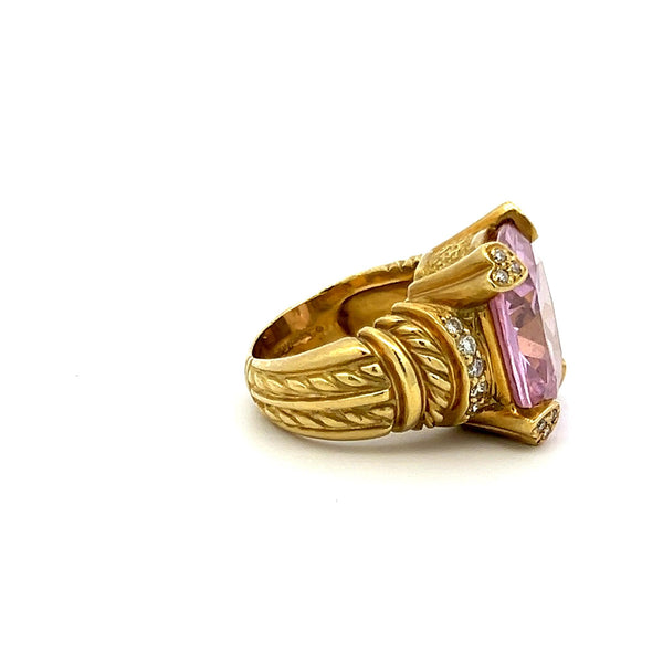 Judite Ripka 16-14.5MM Pink Quartz 18 Karat Yellow Gold Cocktail Ring