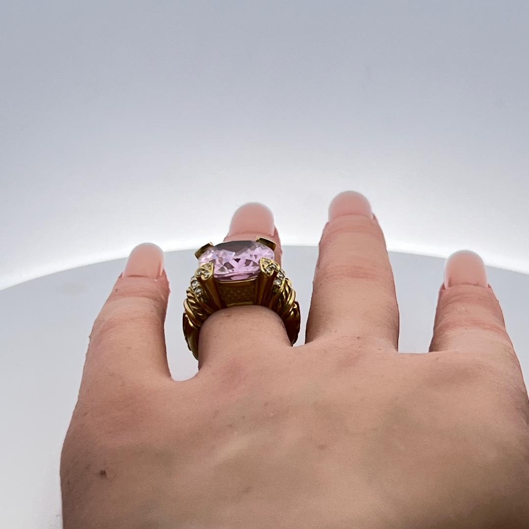 Judite Ripka 16-14.5MM Pink Quartz 18 Karat Yellow Gold Cocktail Ring