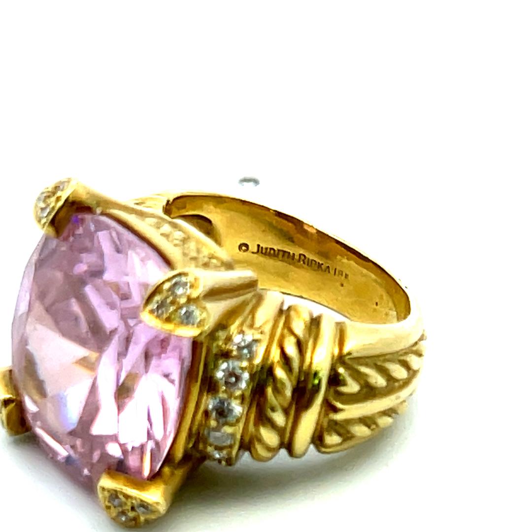 Judite Ripka 16-14.5MM Pink Quartz 18 Karat Yellow Gold Cocktail Ring