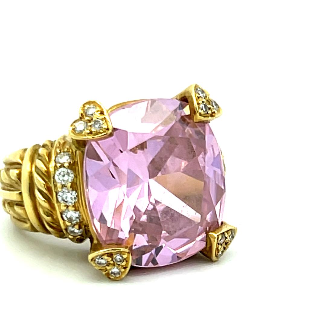 Judite Ripka 16-14.5MM Pink Quartz 18 Karat Yellow Gold Cocktail Ring