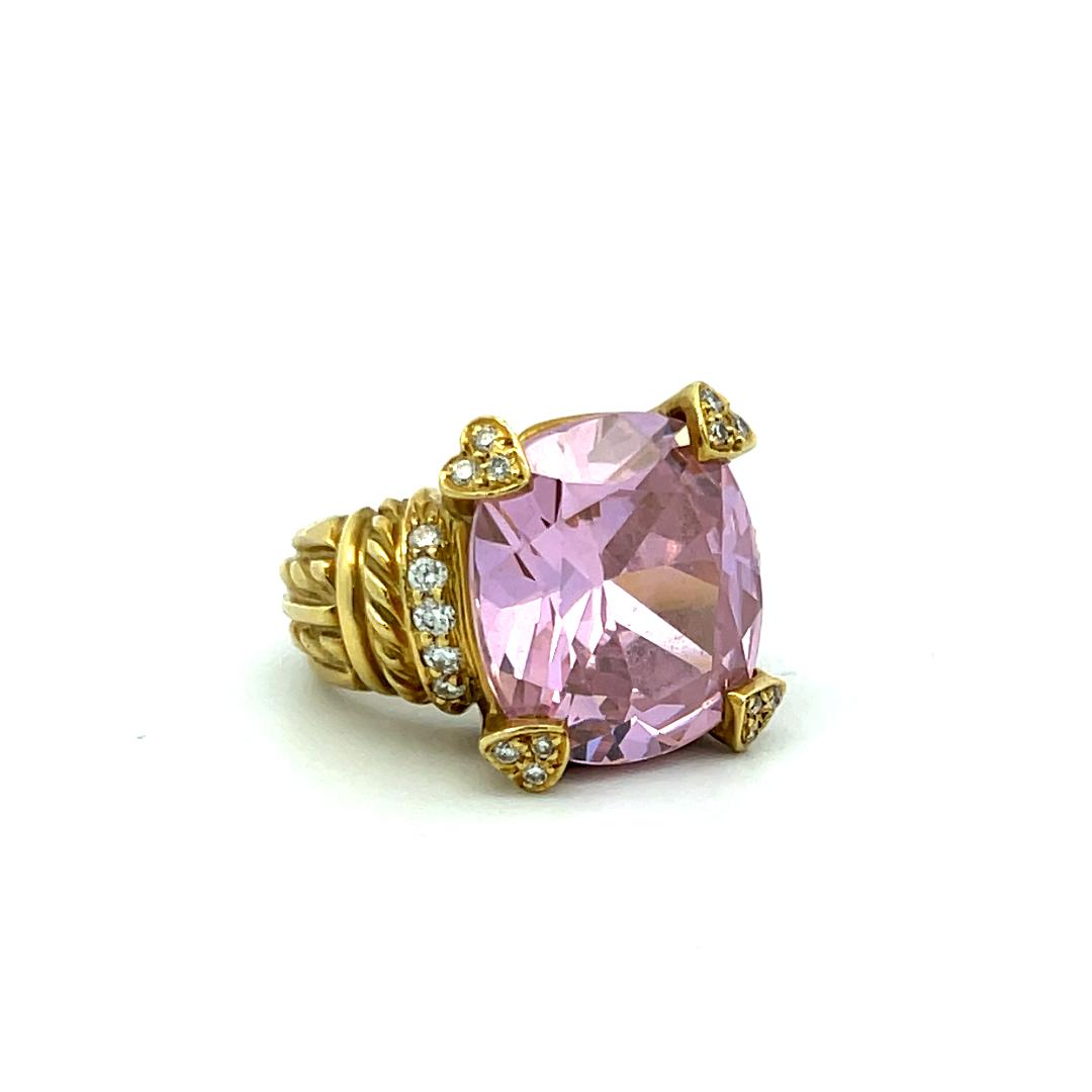 Judite Ripka 16-14.5MM Pink Quartz 18 Karat Yellow Gold Cocktail Ring