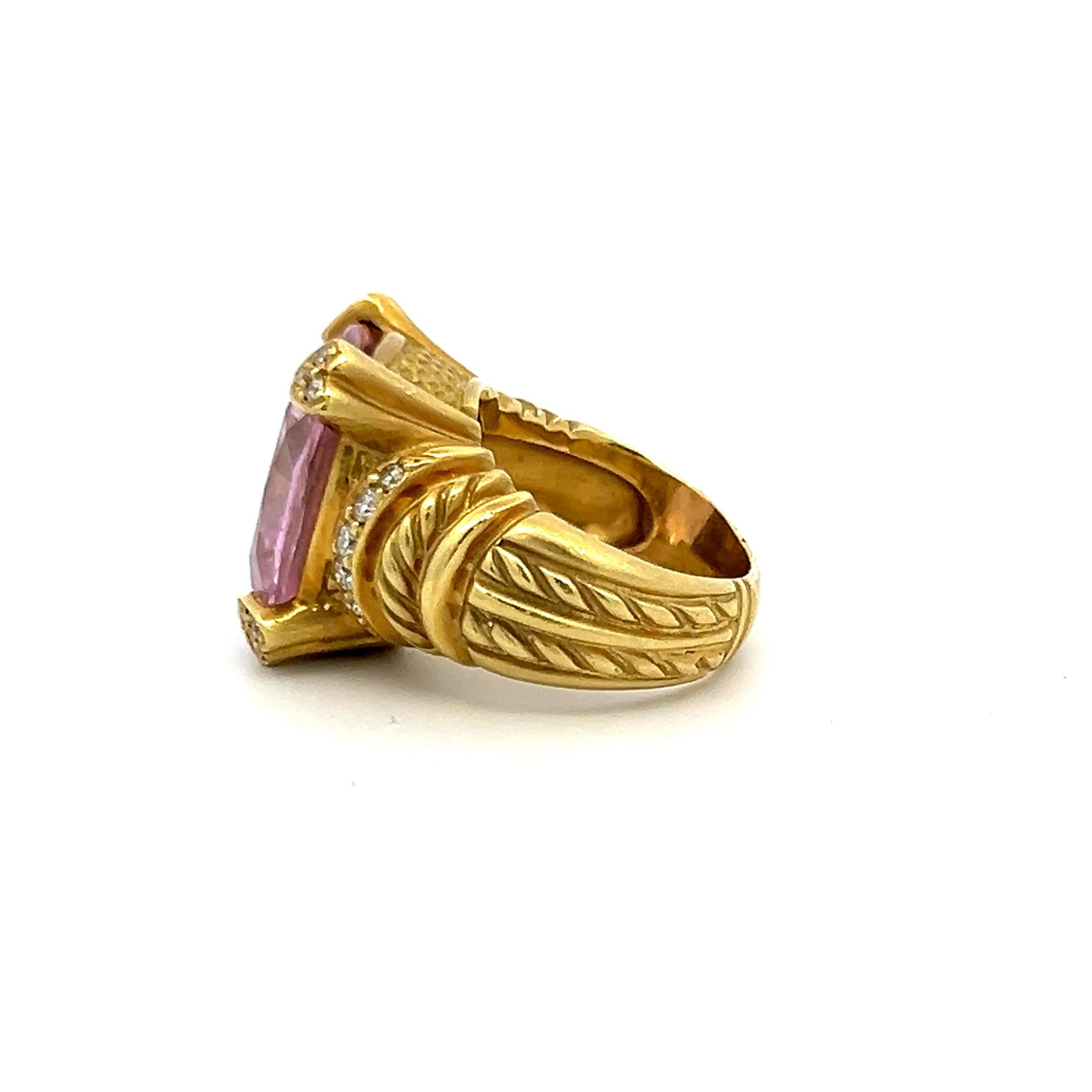 Judite Ripka 16-14.5MM Pink Quartz 18 Karat Yellow Gold Cocktail Ring