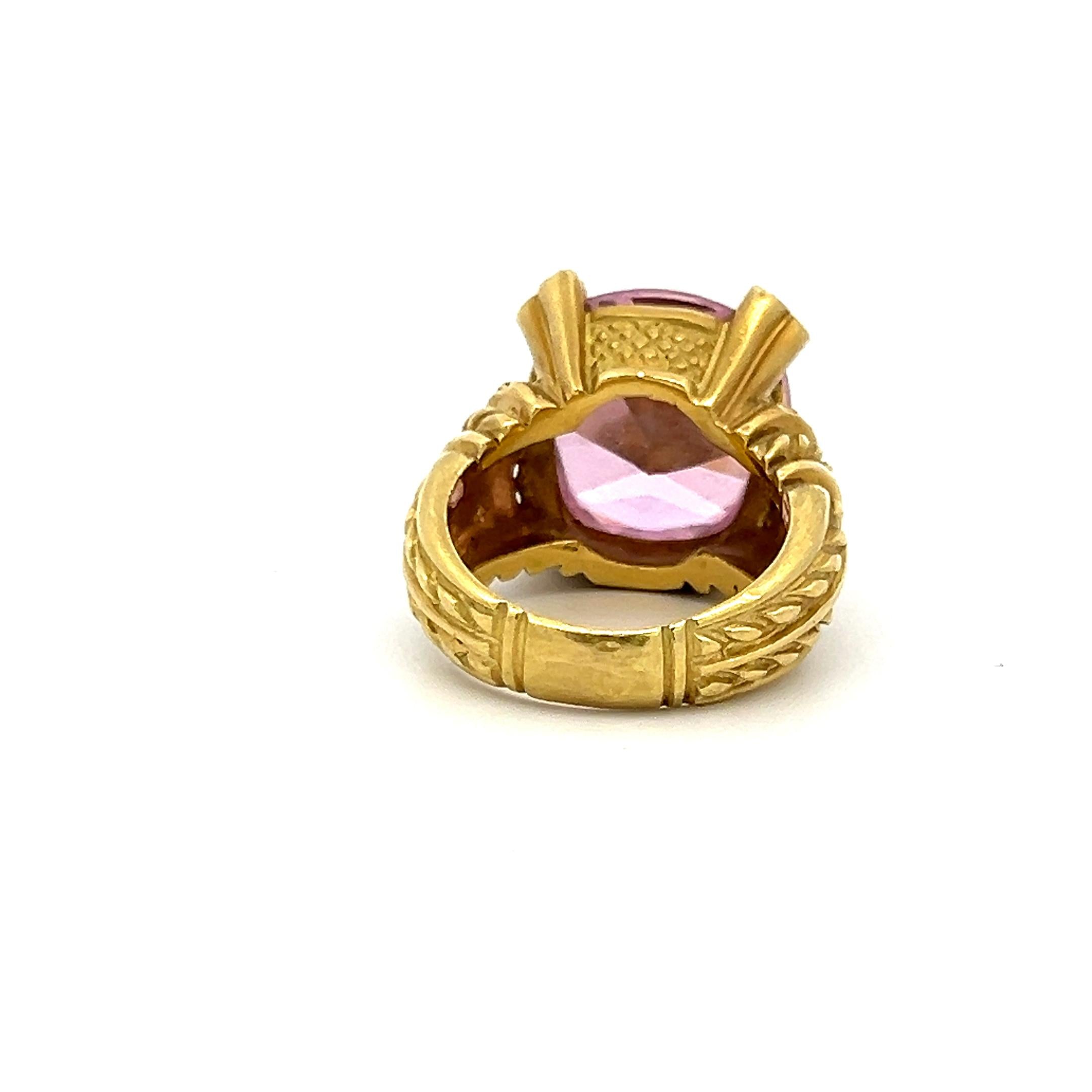 Judite Ripka 16-14.5MM Pink Quartz 18 Karat Yellow Gold Cocktail Ring
