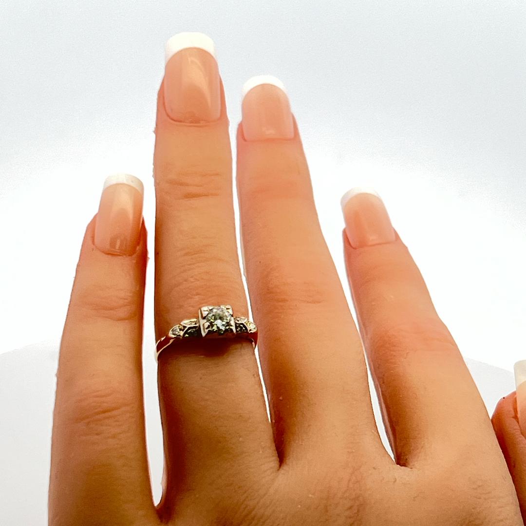 0.36 Carat Circular Brilliant Cut Diamond 14K Yellow Gold Engagement Ring