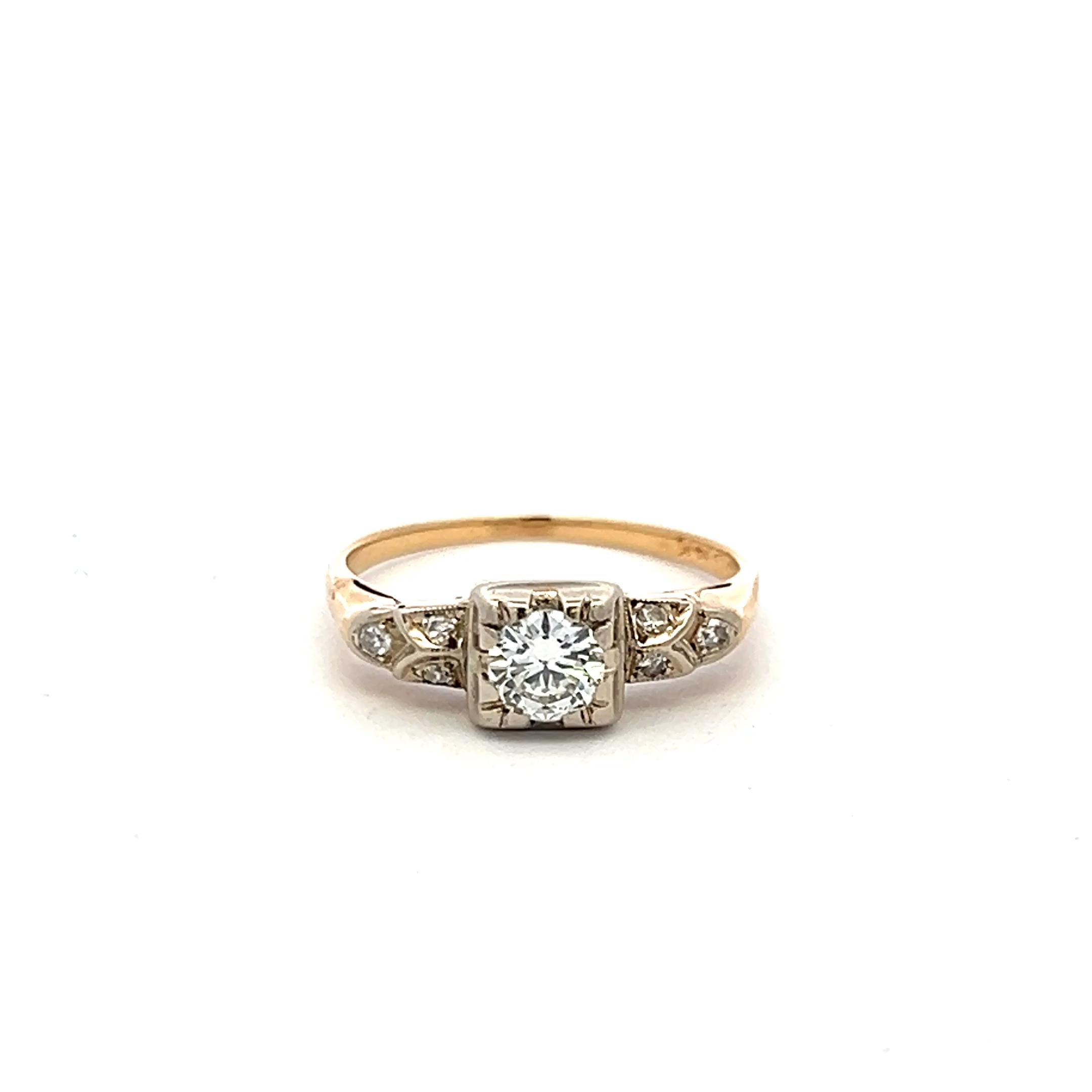 0.36 Carat Circular Brilliant Cut Diamond 14K Yellow Gold Engagement Ring