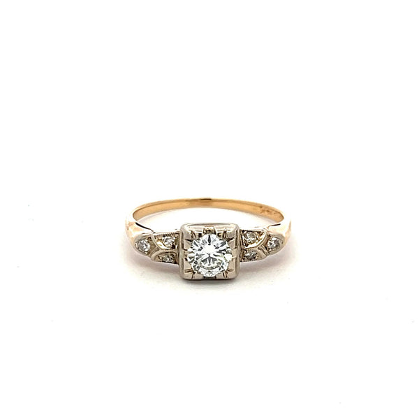 0.36 Carat Circular Brilliant Cut Diamond 14K Yellow Gold Engagement Ring