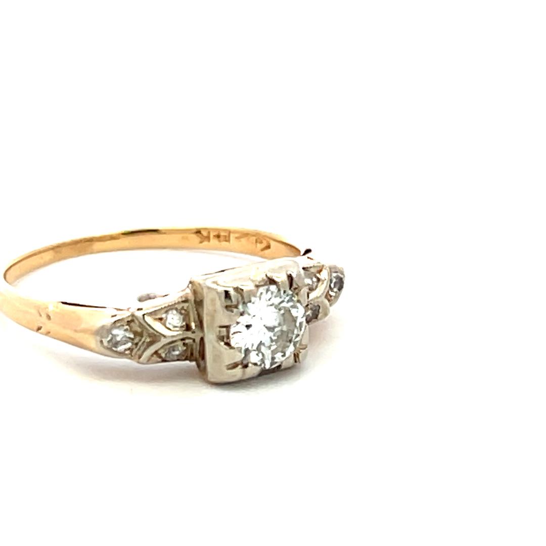 0.36 Carat Circular Brilliant Cut Diamond 14K Yellow Gold Engagement Ring