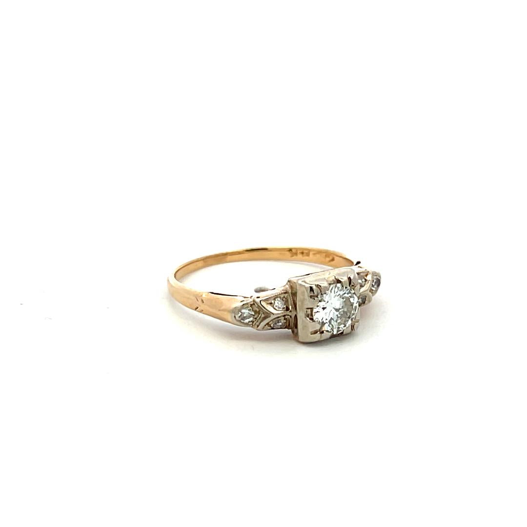 0.36 Carat Circular Brilliant Cut Diamond 14K Yellow Gold Engagement Ring