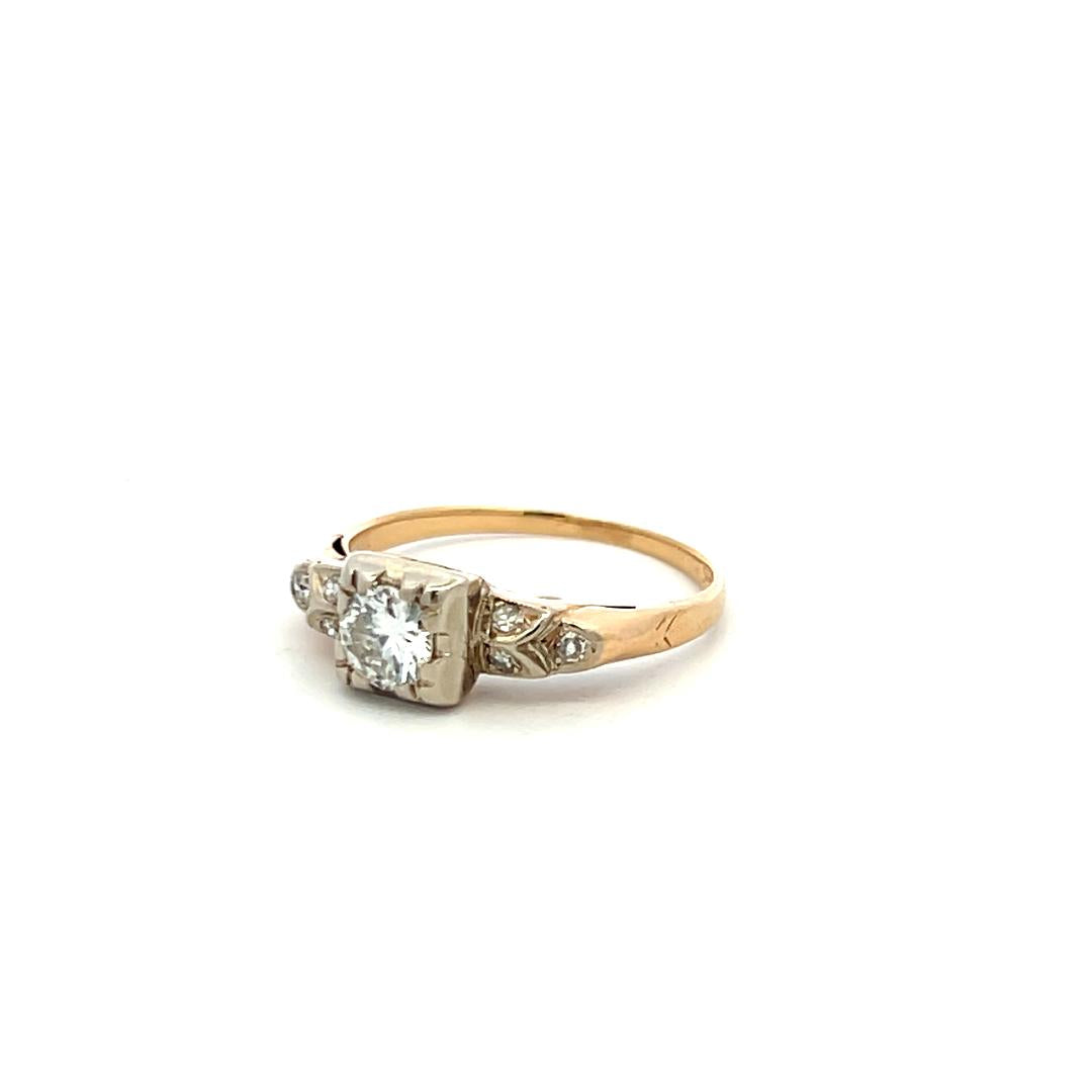 0.36 Carat Circular Brilliant Cut Diamond 14K Yellow Gold Engagement Ring
