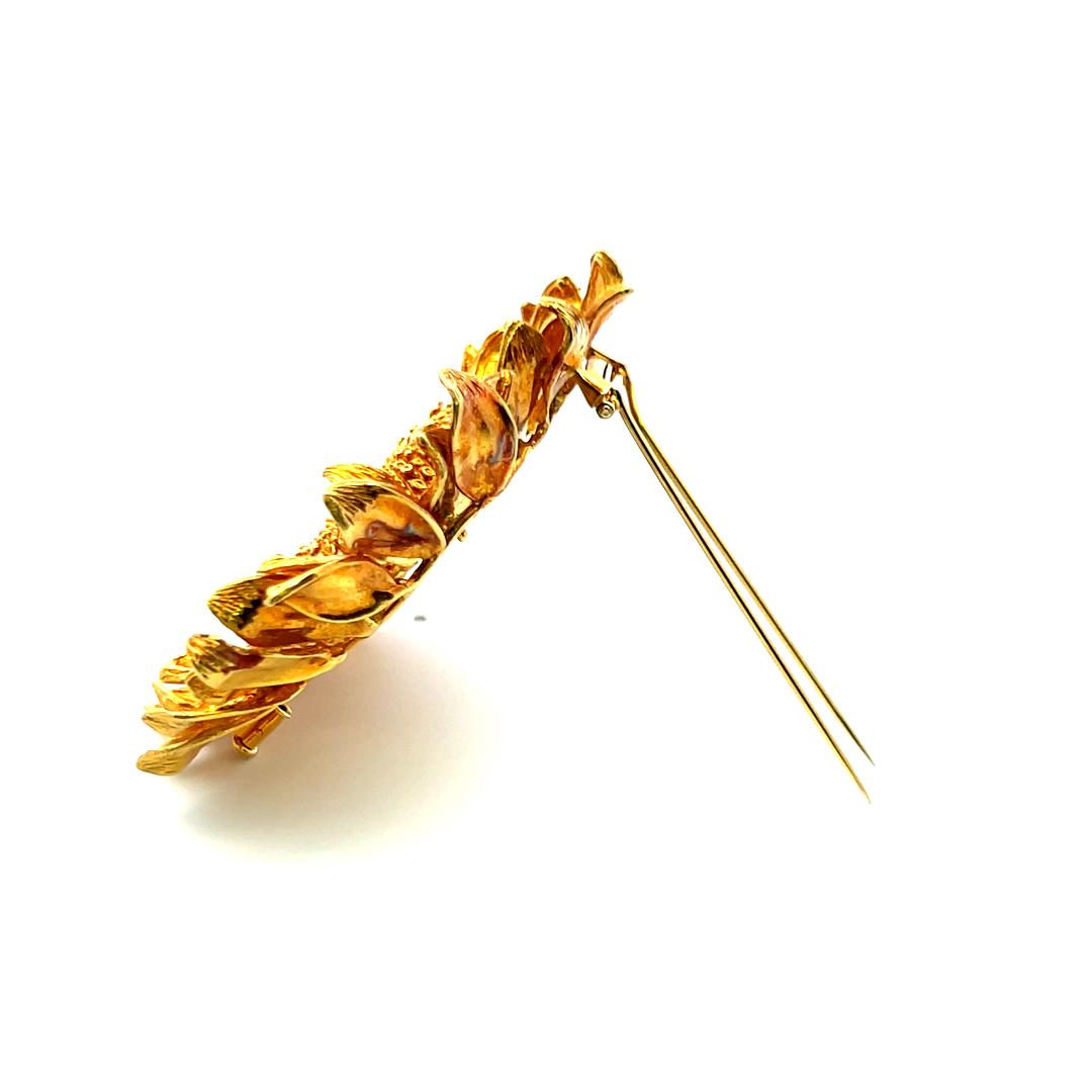 Asprey Vintage 66.20 Grams 18 Karat Yellow Gold Sunflower Pin Brooch