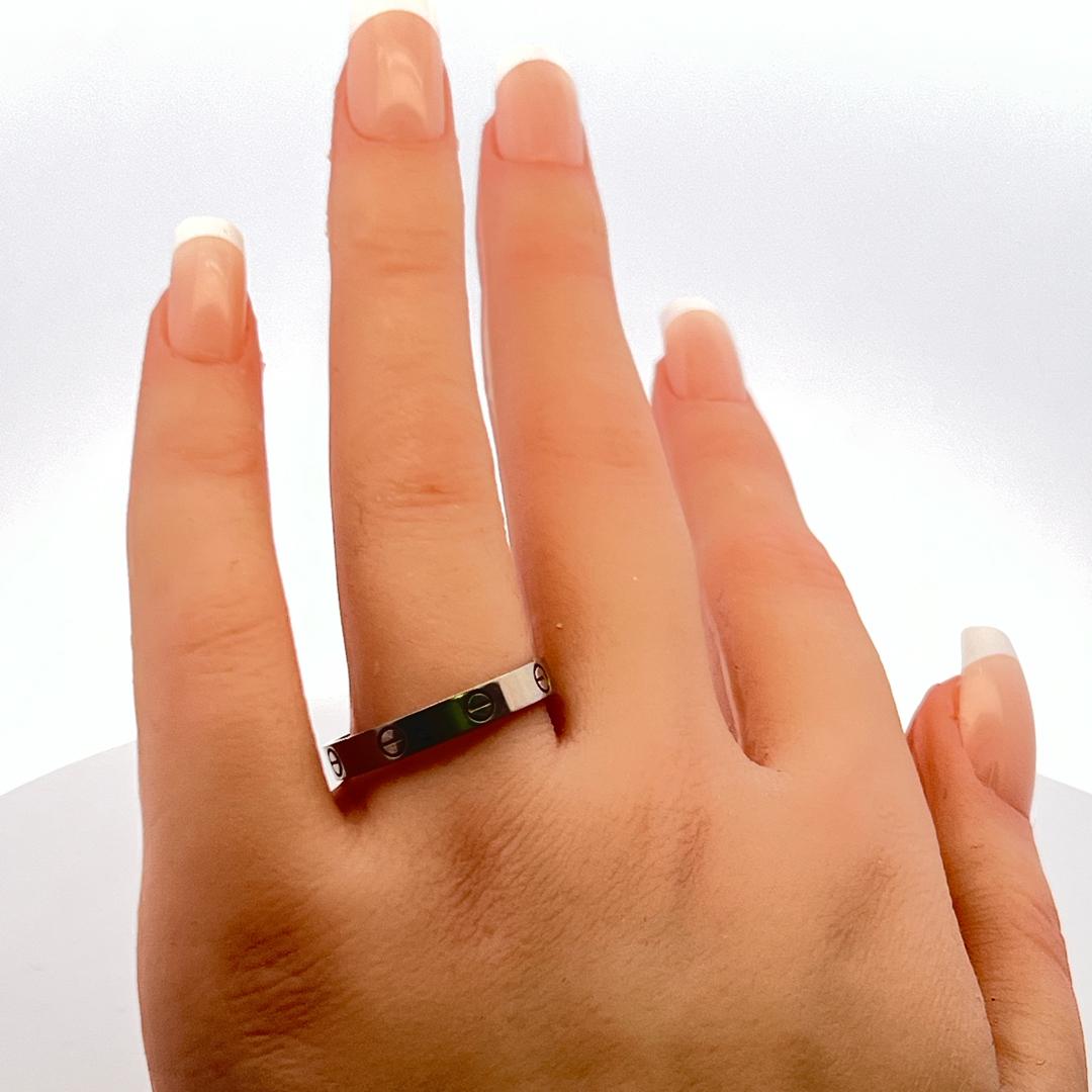 Cartier 18 Karat White Gold Love Ring Size 11.25 3.6MM