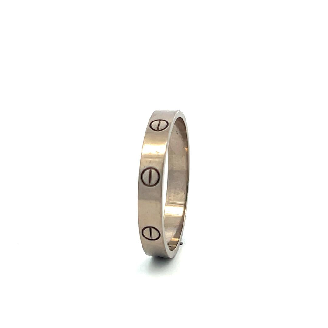 Cartier 18 Karat White Gold Love Ring Size 11.25 3.6MM